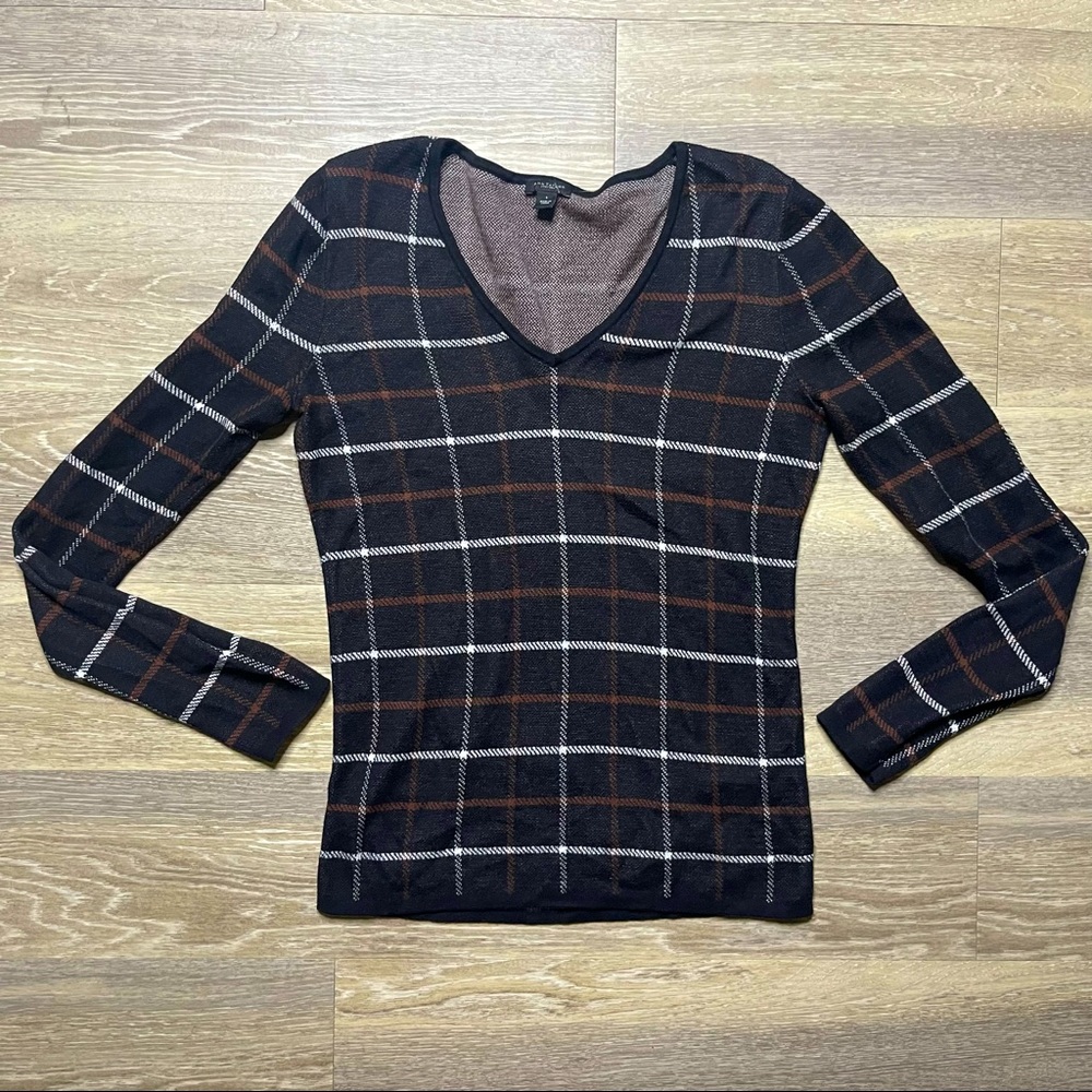Ann Taylor 100% cotton plaid clueless sweater